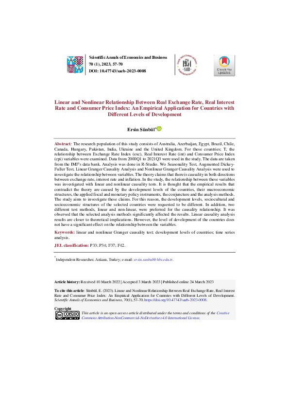 (PDF) Linear and Nonlinear Relationship Between Real Exchange Rate ...