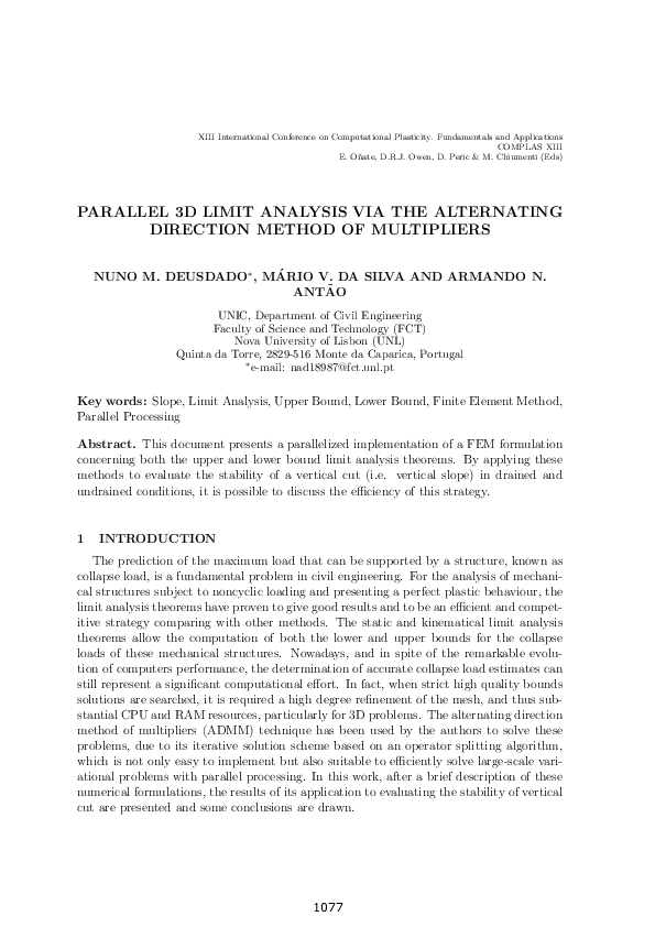 (PDF) Parallel 3D limit analysis via the alternating direction method ...