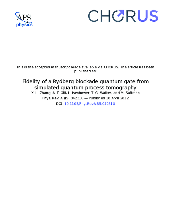 (PDF) Fidelity of a Rydberg-blockade quantum gate from simulated ...