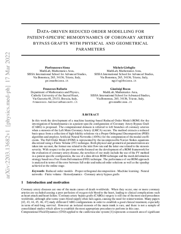 (PDF) Data-Driven Reduced Order Modelling for Patient-Specific ...