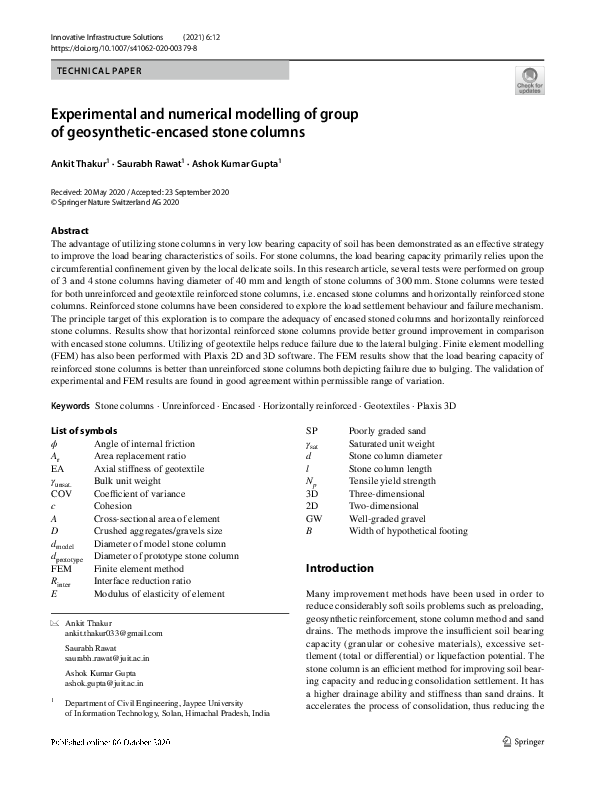 (PDF) Experimental and numerical modelling of group of geosynthetic ...