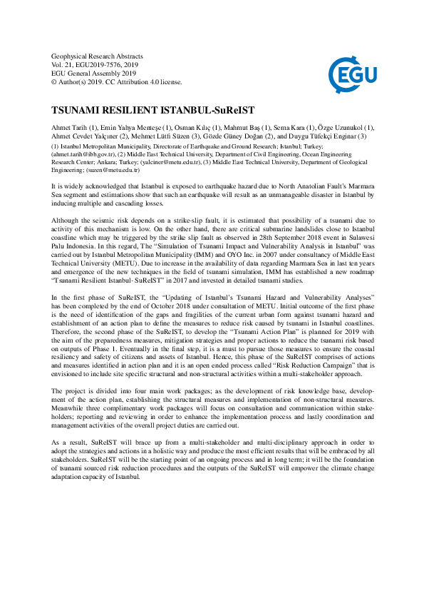 Pdf Tsunami Resilient Istanbul Sureist