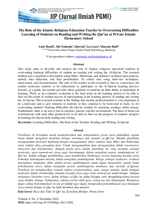 (PDF) The Role of the Islamic Religious Education Teacher in Overcoming ...