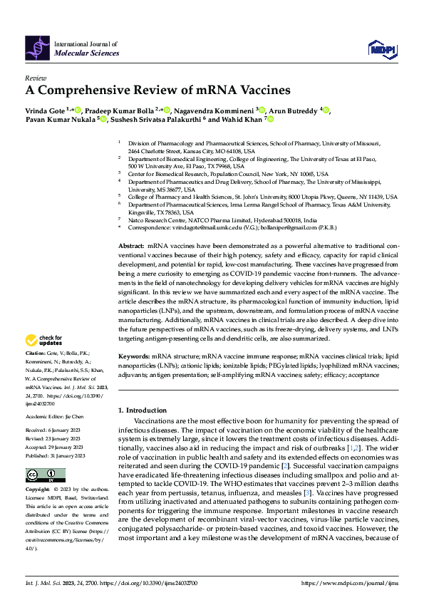(PDF) A Comprehensive Review of mRNA Vaccines