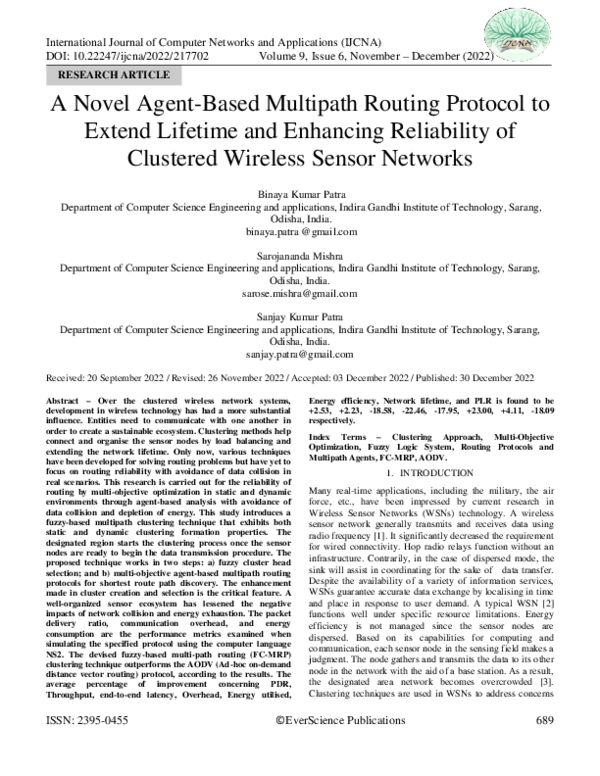 (PDF) A Novel Agent-Based Multipath Routing Protocol to Extend Lifetime ...