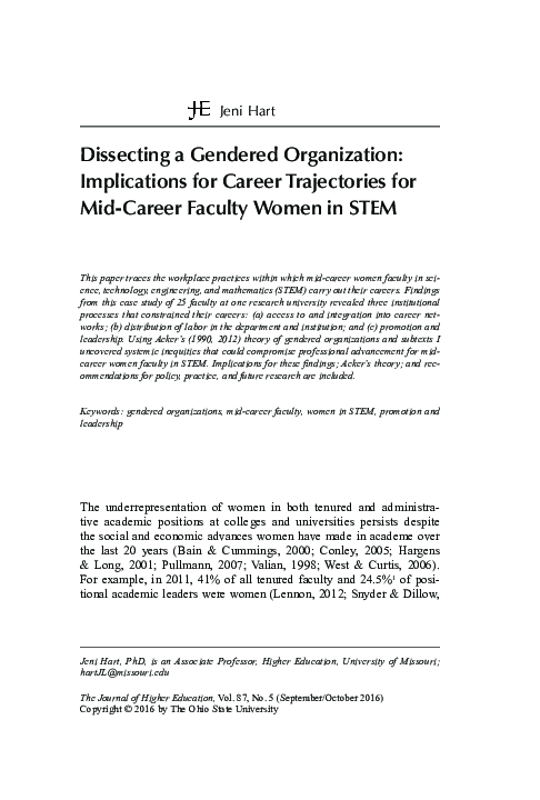 (PDF) Dissecting a Gendered Organization: Implications for Career ...