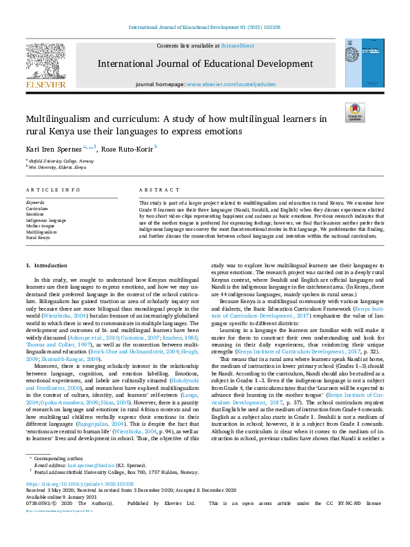 (PDF) Multilingualism and curriculum: A study of how multilingual ...