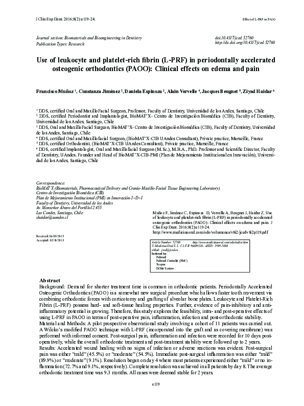 (PDF) Use of leukocyte and platelet-rich fibrin (L-PRF) in ...