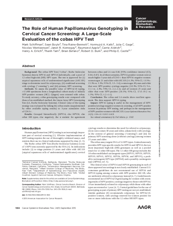 (PDF) The role of human papillomavirus (HPV) genotyping in cervical ...
