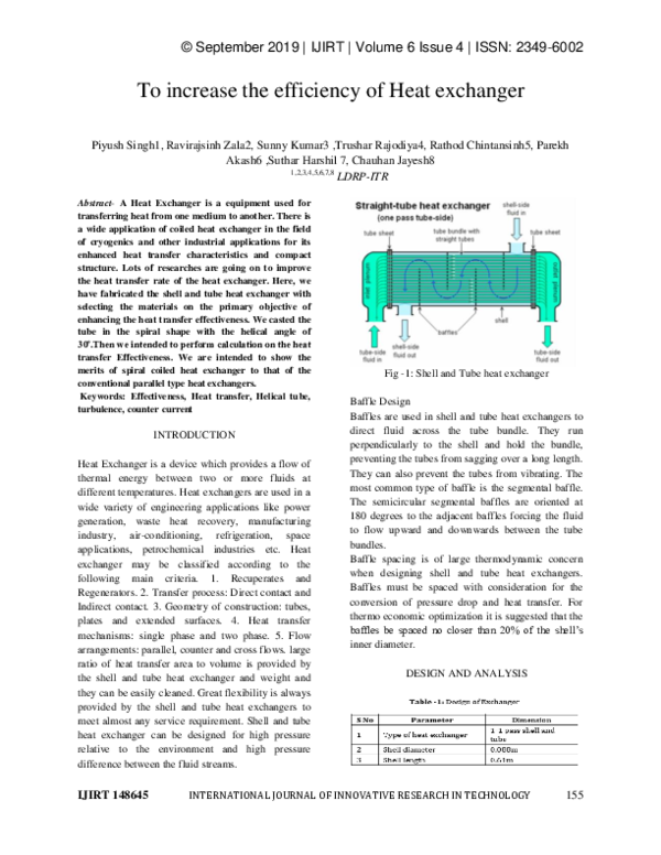 (PDF) To increase the efficiency of Heat exchanger