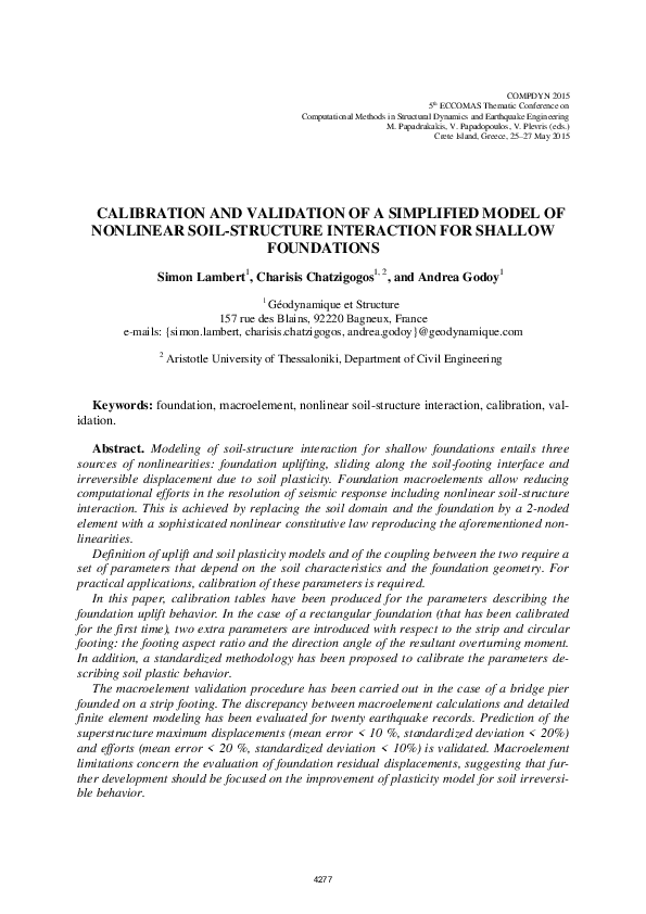 (PDF) Calibration and Validation of a Simplified Model of Nonlinear ...