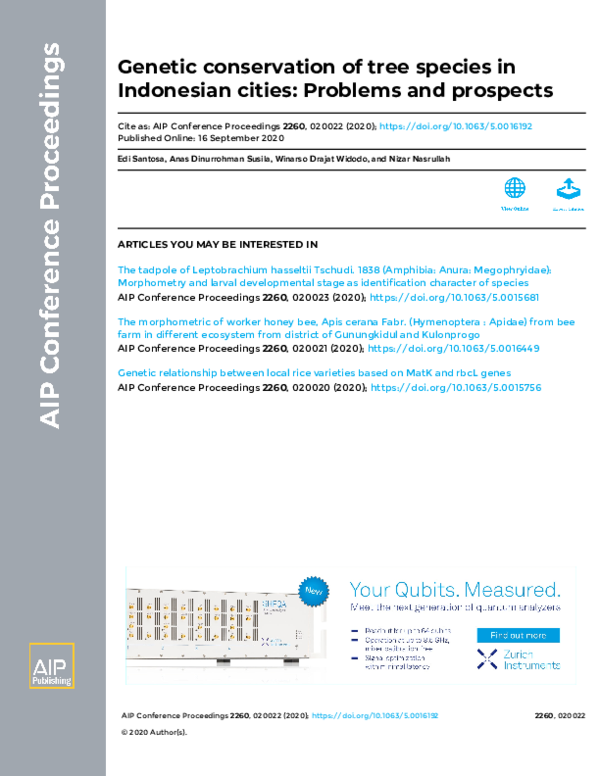 (PDF) Genetic conservation of tree species in Indonesian cities ...