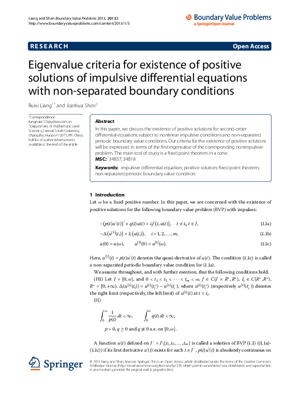 (PDF) Eigenvalue criteria for existence of positive solutions of ...