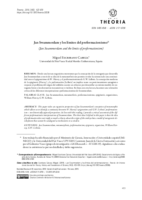 (PDF) Jan Swammerdam and the limits of preformationism