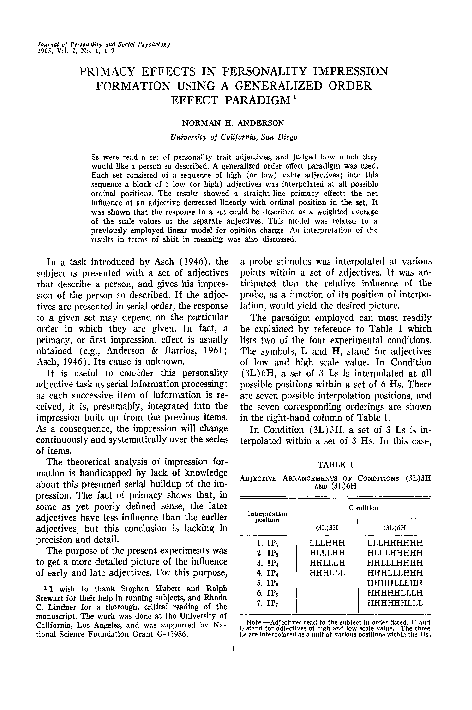 (PDF) Primacy effects in personality impression formation using a ...