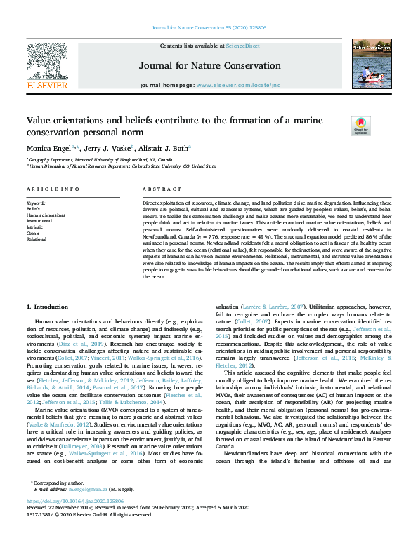 (PDF) Value orientations and beliefs contribute to the formation of a ...