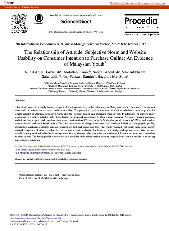 (PDF) The Relationship of Attitude, Subjective Norm and Website ...