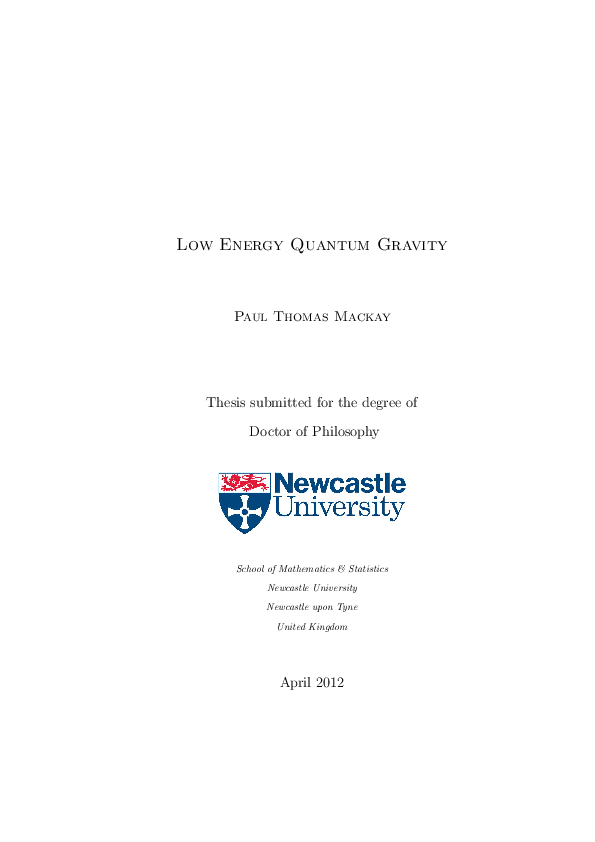 (PDF) Low energy quantum gravity