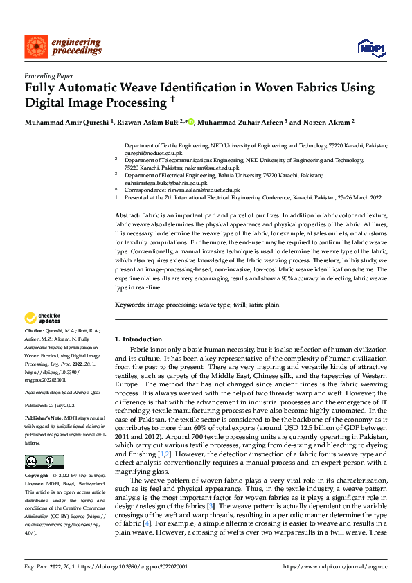 (PDF) Fully Automatic Weave Identification in Woven Fabrics Using ...