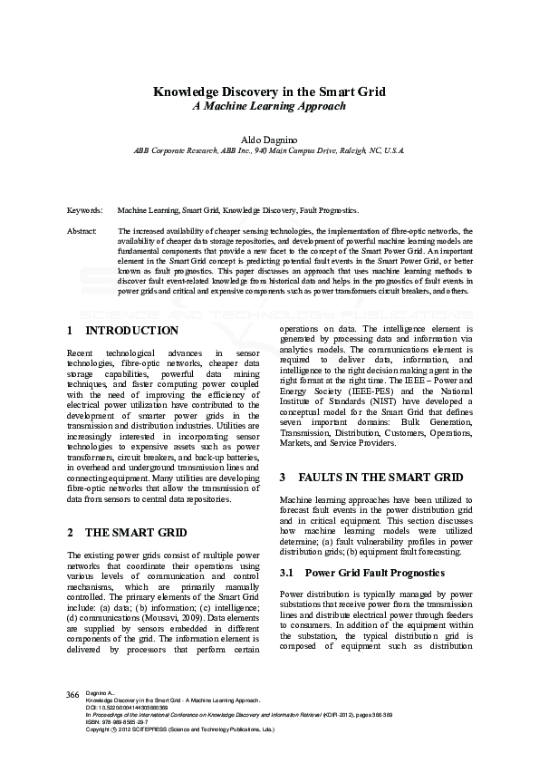 (PDF) Knowledge Discovery in the Smart Grid - A Machine Learning Approach
