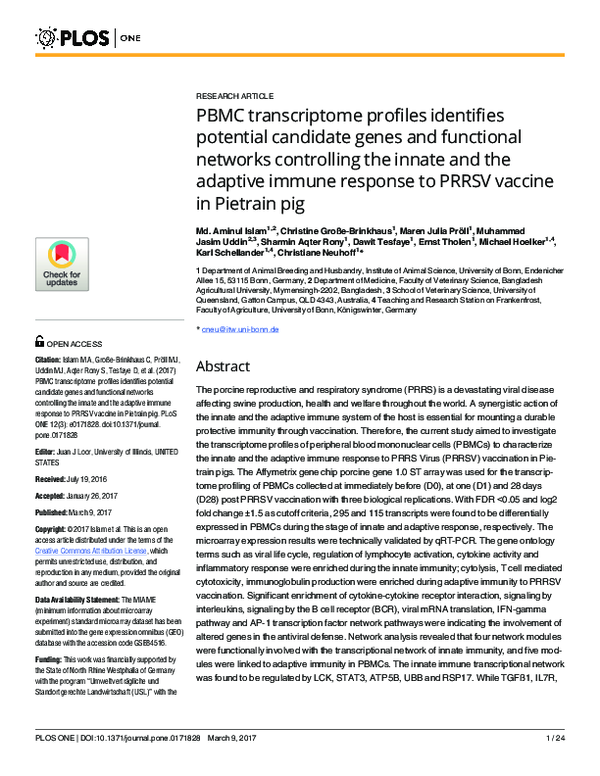 (PDF) PBMC transcriptome profiles identifies potential candidate genes ...