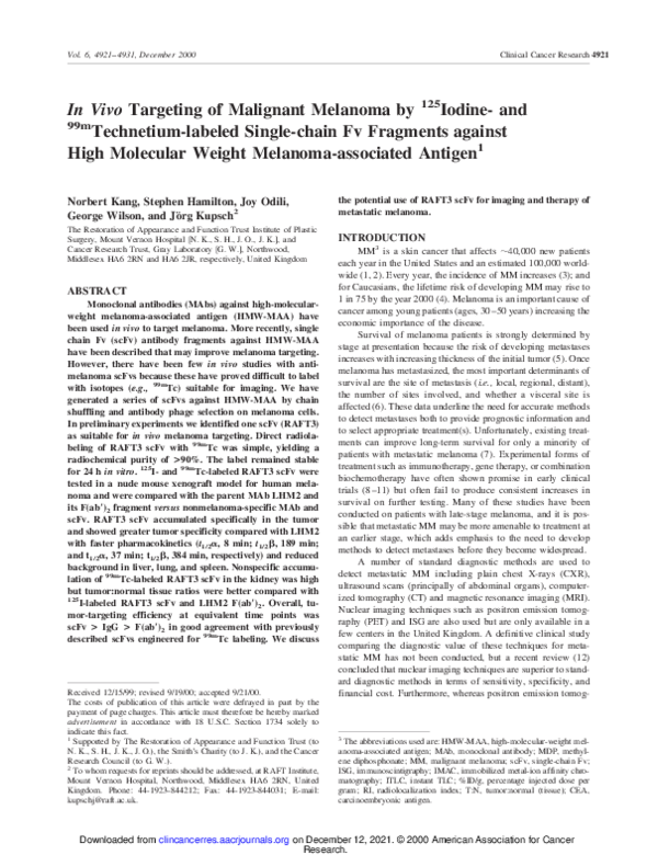 (PDF) In vivo targeting of malignant melanoma by 125Iodine- and ...