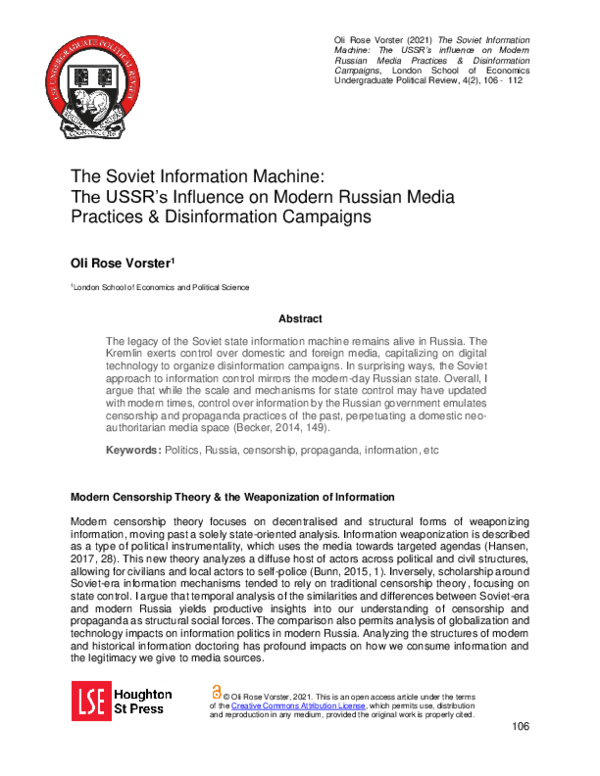 (PDF) The Soviet Information Machine: The USSR’s Influence on Modern ...