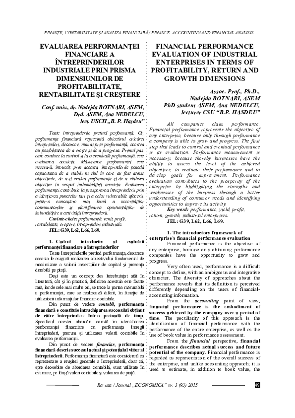 (PDF) Financial Performance Evaluation of Industrial Enterprises in ...