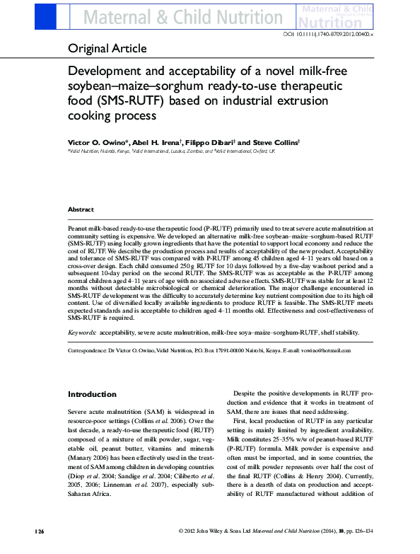 (PDF) Development and acceptability of a novel milk‐free soybean–maize ...