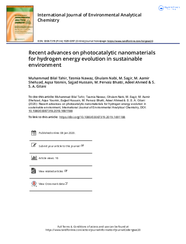 (PDF) Recent advances on photocatalytic nanomaterials for hydrogen ...