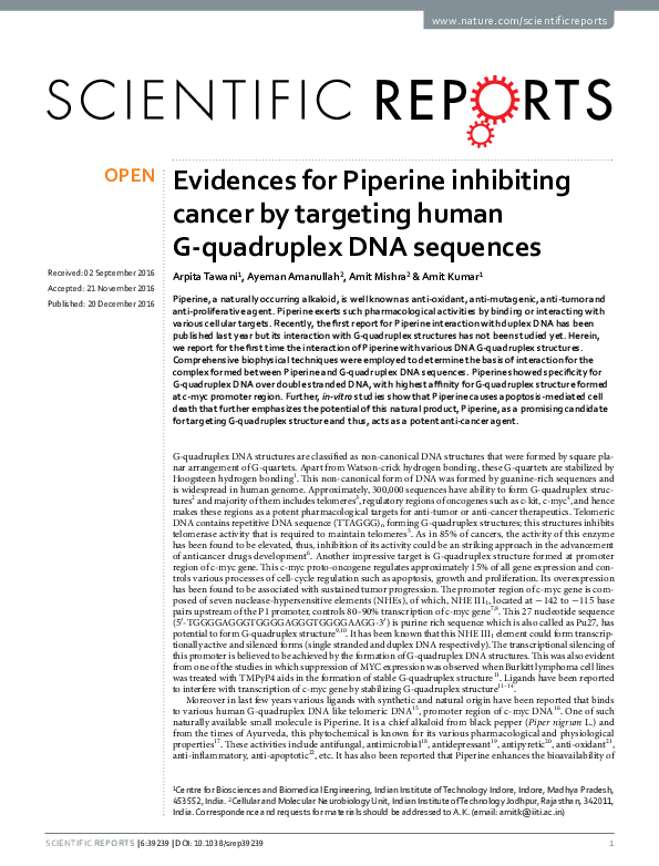 (PDF) Evidences for Piperine inhibiting cancer by targeting human G ...