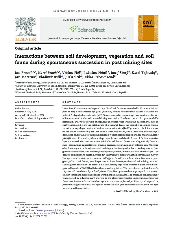 (PDF) Interactions between soil development, vegetation and soil fauna ...