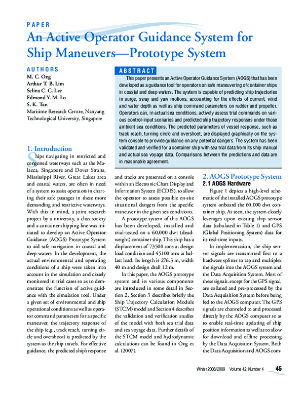 (PDF) An Active Operator Guidance System for Ship Maneuvers—Prototype ...