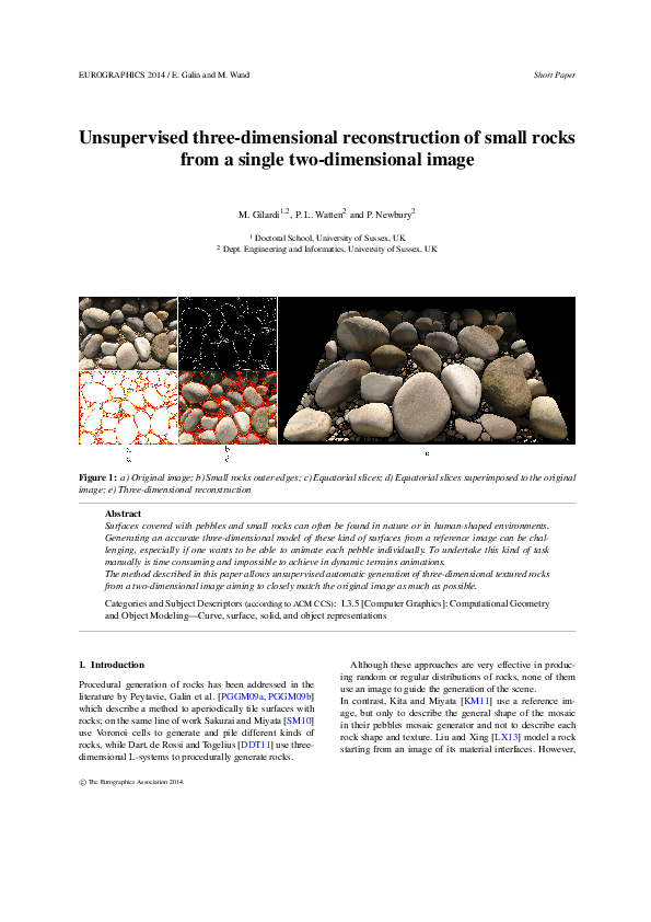 (PDF) Unsupervised Three-dimensional Reconstruction of Small Rocks from ...