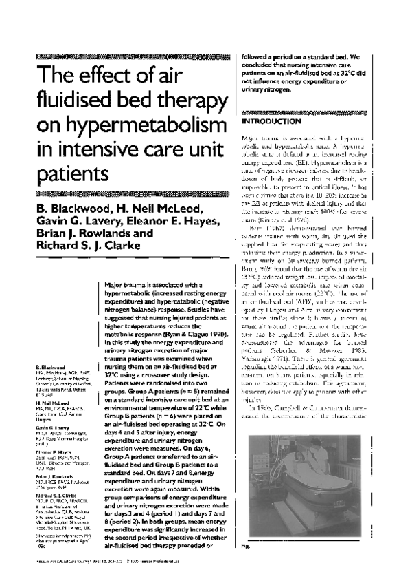 (PDF) The effect of air fluidised bed therapy on hypermetabolism in