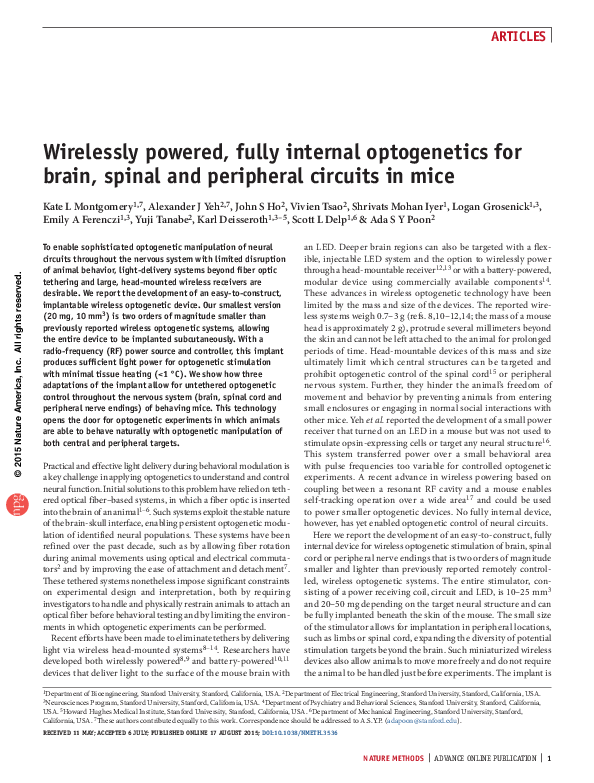 (PDF) Wirelessly powered, fully internal optogenetics for brain, spinal ...