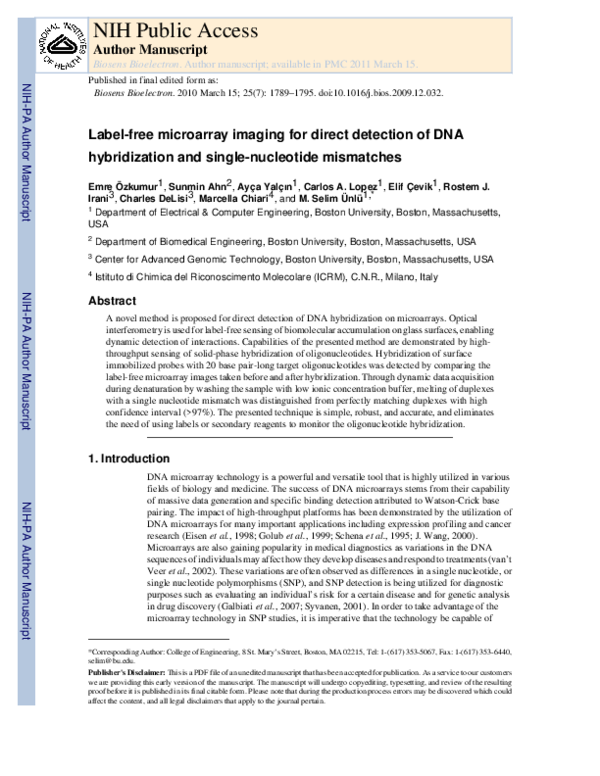 (PDF) Label-free microarray imaging for direct detection of DNA ...