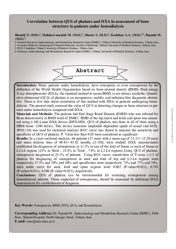 (PDF) Correlation between QUS of phalanx and DXA in assessment of bone ...