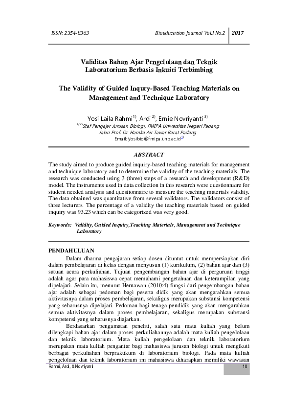 (PDF) The Validity of Guided Inqury-Based Teaching Materials on ...