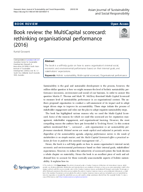 (PDF) Book review: the MultiCapital scorecard: rethinking ...