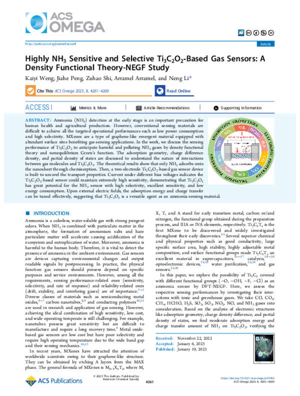 (PDF) Highly NH3 Sensitive and Selective Ti3C2O2-Based Gas Sensors: A ...