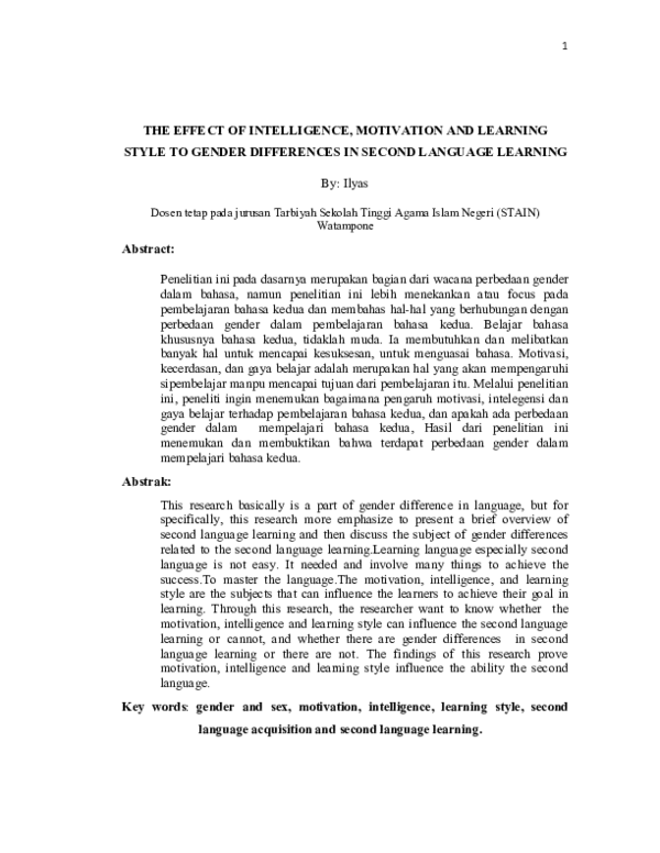 (PDF) The Effect of Intelligence, Motivation and Learning Style to ...