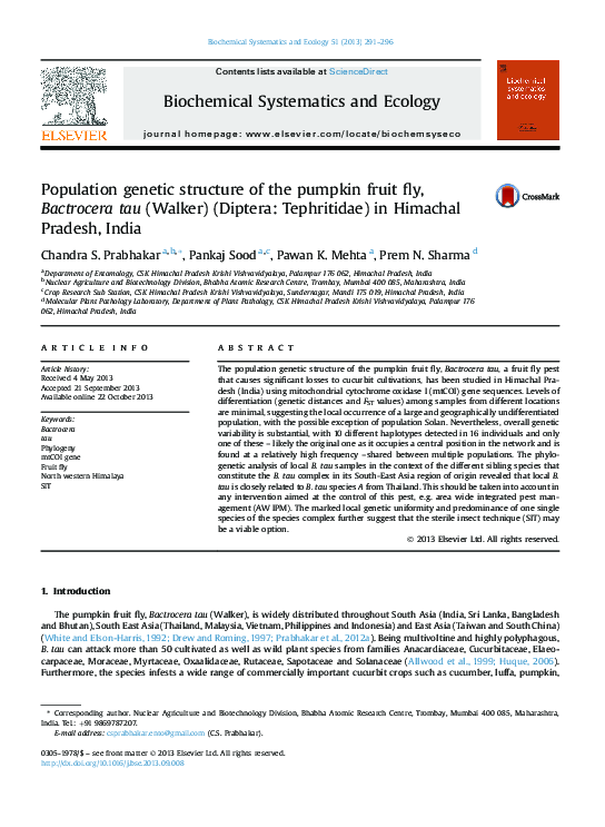 (PDF) Population genetic structure of the pumpkin fruit fly, Bactrocera ...