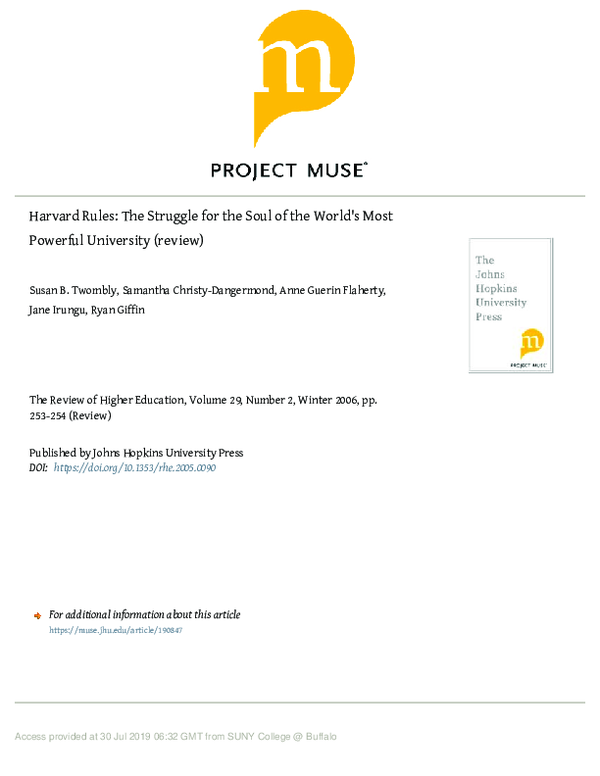 (PDF) Harvard Rules: The Struggle for the Soul of the World's Most ...