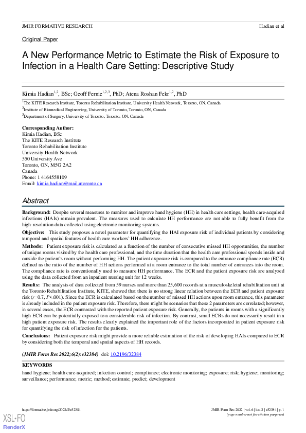 (PDF) A New Performance Metric to Estimate the Risk of Exposure to ...