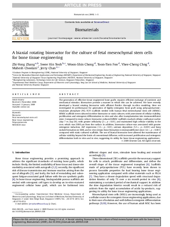 (PDF) A biaxial rotating bioreactor for the culture of fetal ...
