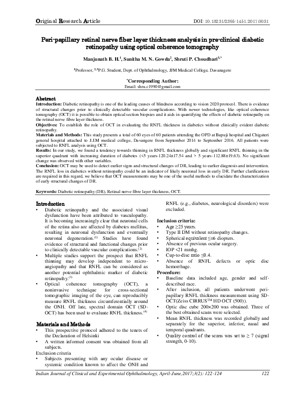 (PDF) Peri-papillary retinal nerve fiber layer thickness analysis in ...