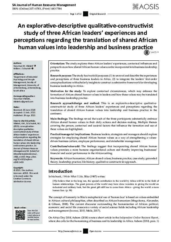  pdf african leaders perspectives on human values