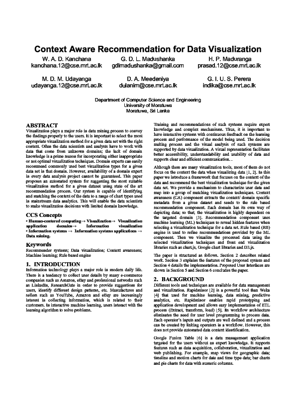 (PDF) Context aware recommendation for data visualization