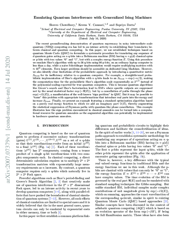 (PDF) Emulating Quantum Interference with Generalized Ising Machines